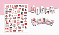 2026 Nieuwe 3D Valentijn Engelse Woorden Zelfklevende Waterdichte Plastic Nagelkunst Stickers Artistieke Lettertypen Manicure