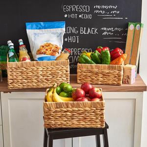 Panier en jacinthe d'eau naturelle tissé à la main personnalisé paniers en <span class=keywords><strong>osier</strong></span> de <span class=keywords><strong>rangement</strong></span> en jonc de mer en paille organisateur nichoirs à vendre - Product Image 4
