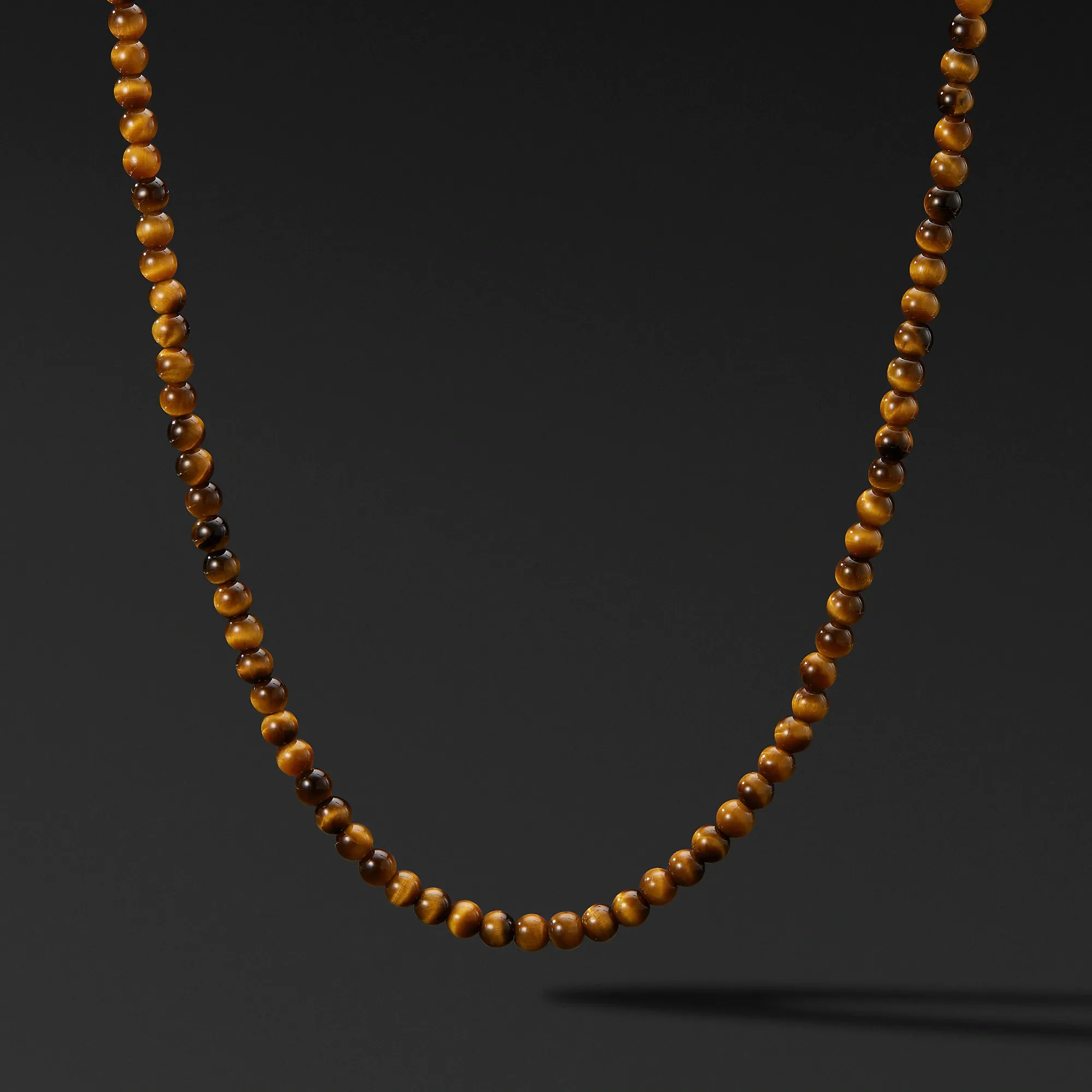 Kalung Manik-manik Hitam Onyx Harimau untuk Pria, Perhiasan Kalung Panjang Batu Alam Modis