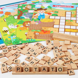 Vente en gros de mots anglais pour enfants Dragon de mots croisés plateau de puzzle éducation précoce illumination jeux de table en bois jouets d'expérience - Product Image 3