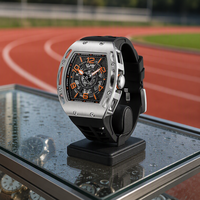 Montre à quartz tonneau de luxe pour homme, boîtier en acier inoxydable, bracelet en silicone, lumineuse, résistante à l'eau, sportive, décontractée, cadran en verre