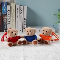 Porte-clés en peluche mini ours en peluche en gros avec logo personnalisé, pendentif de poupée en forme de chemise, breloque de sac promotionnelle en peluche douce