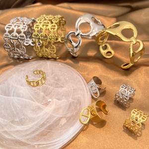 Nuovo Set di Gioielli da Donna a Naso di Maiale in Acciaio Inossidabile, Bracciale <span class=keywords><strong>Marina</strong></span> Link, Anello a Fascia Larga, Chicco di Caffè, Impermeabile, Inossidabile, Vendita all'Ingrosso - Product Image 4