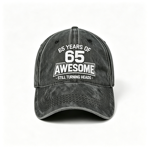 65 Awesome Embroidered Washed Cotton Dad Hat Vintage Distressed Curved Brim Adjustable <b>Baseball</b> <b>Cap</b> Image Letter 65th Birthday - Product Image 3