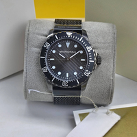 Montre pour homme en acier inoxydable, sportive, 43 mm, quartz analogique, bleue, chronographe, mouvement à trois aiguilles texturé, index des heures lumineux