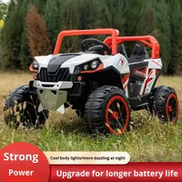 Poussette tout-terrain à quatre roues électrique en plastique pour enfants avec siège double télécommande pour adultes et enfants Lumières LED éblouissantes.