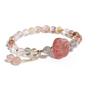 Wholesale New Natural Crystal Bracelet Crystal Tassel Bracelet Strawberry Cat Claw Bracelet Jewelry