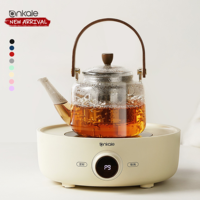 Peralatan rumah tangga khusus teko kaca Hob keramik 1L ketel kompor keramik listrik dengan panggangan dan saringan baja tahan karat.