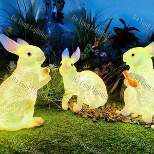 Life Size Fiberglass Rabbit Motif <b>Light</b> with LED Sculpture Design for Commercial Decorative Displays - Product Image 4