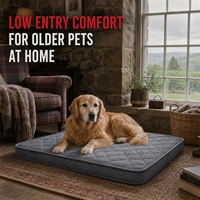 Matelas orthopédique pour chiens âgés, gris matelassé, lit à faible entrée avec housse imperméable lavable