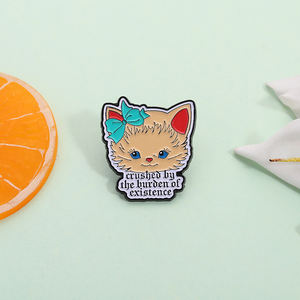 可爱悲伤猫珐琅别针卡通小猫胸针搞笑蝴蝶结动物徽章饰品礼品朋友衣服背包批发 - Product Image 2