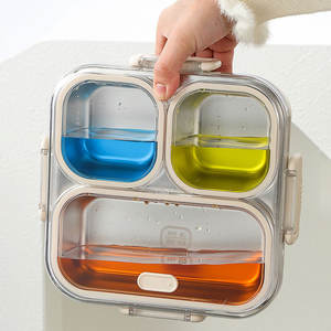 Boîte à lunch YUEDISI pour la maison, 3 compartiments, boîte à lunch à emporter, boîtes à lunch en acier inoxydable 304, boîte à lunch pour enfants pour l'école - Product Image 5