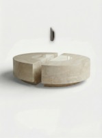 Table basse en travertin, meuble en pierre, socle bas, marbre, salon, luxe, naturel, sur mesure, table basse en onyx blanc