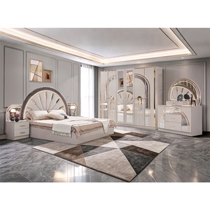 Juego de Muebles de Dormitorio Completo Moderno Turco, Cama King Size de Lujo, 5 Piezas, Estructura de Madera, Económico, Pequeño, 651, Muebles de Dormitorio 651 - Product Image 2