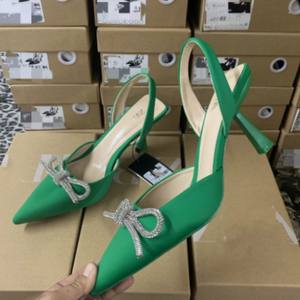 Dropshipping Sandales à talons avec strass et logo personnalisé Talons fins Pompes de créateurs de mode avec nœud pour femmes - Product Image 6