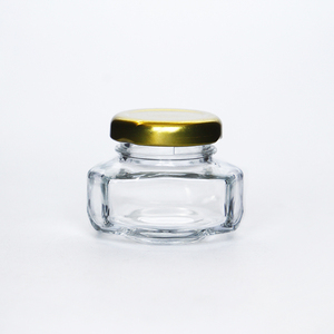 Haute Silex Vide Récipient En Verre Ovale Bocal En Verre Hexagonal Avec Or Couvercle De <span class=keywords><strong>Cosse</strong></span> En Métal Pour La Confiture - Product Image 3