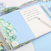 Carnet de notes écologique en gros, mignon et kawaii pour enfants, 32K, pour écoliers, avec cadenas à combinaison et motif floral