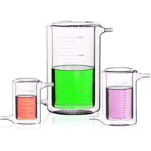 Double-Layer Jacketed <b>Glass</b> Beaker with Lab Jacketed Cold Trap Light Catalytic Reactor Bottle <b>500ml</b> Capacity ISO Certified - Product Image 1
