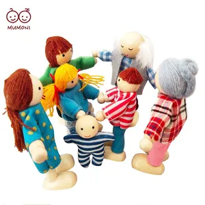 梦幻家庭角色扮演游戏7件娃娃配件流行木制娃娃屋家庭玩具套装