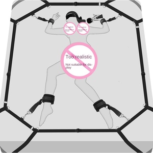 Perlengkapan Seks BDSM untuk Dewasa, Ranjang Empat Sudut dengan Pengikat Seks, Termasuk Borgol Tangan & Kaki yang Dapat Disesuaikan, Penutup Mata & Bulu - Perlengkapan Tidur untuk Pasangan - Product Image 6