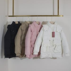 Personalizado de lujo de invierno nuevo estilo desmontable cuello de piel de zorro Beige Delgado largo grueso cálido abajo abrigo de las mujeres - Product Image 3