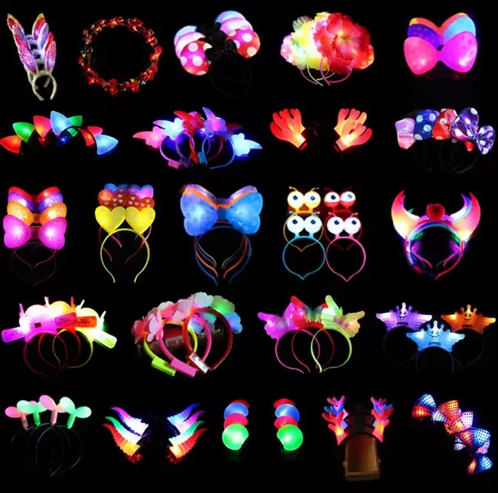 Cool Light Up Party Hairband Flashing Bowknot LED Diadema para concierto Halloween Fiesta de Navidad Suministros