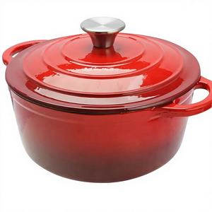 Cocotte en fonte émaillée avec couvercle, rouge, robuste, pour soupes, ragoûts et casseroles, idéale pour la cuisine domestique - Product Image 2