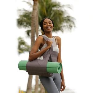 Custom Logo <b>Large</b> Canvas Yoga Tote Bag with Portable Yoga <b>Mat</b> Carrier Gym Cotton Beach Shoulder Bag Fashion Accessory - Product Image 3