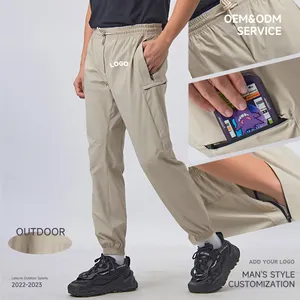 Grosir Kustom Warna Khaki Celana Kargo Celana Sweatpants Pria Sweatpants Kasual