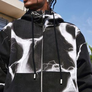 Sweat à capuche zippé surdimensionné personnalisé pour homme, imprimé hiver, 50% coton 50% polyester - Product Image 4