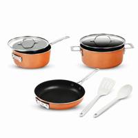 Ensemble de casseroles en aluminium avec revêtement antiadhésif, couvercle et poignée en verre, ensemble de casseroles et poêles de cuisine, facile à nettoyer