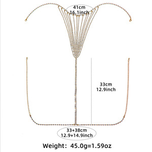 Koleksi Pakaian Dalam <span class=keywords><strong>Bikini</strong></span> Thong Rantai Tubuh Seksi Motif Polos Berhias Berlian Imitasi Model Low-Rise Ukuran XL untuk Wanita Dewasa Amerika Eropa - Product Image 5