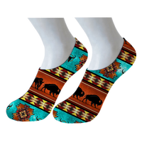 Kaos Kaki Wanita Motif Aztec Kepala Sapi Bunga Matahari Desain Kustom Grosir