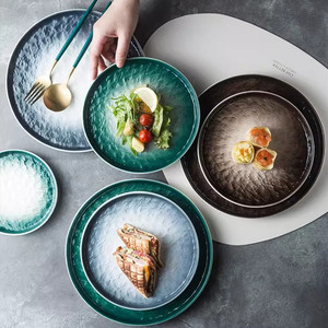 Platos de Porcelana Japonesa Mate con Patrón de Piedra, Redondos, para Bistec, <span class=keywords><strong>Sushi</strong></span>, Platos de Cena para Restaurante - Product Image 4