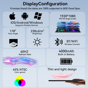 Moniteur portable sans fil 14 pouces Full HD 1080P avec batterie, interface audio Type-C pour ordinateur portable, téléphone, Switch, voyage, bureau, maison - Product Image 2