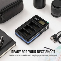Cargador de Batería para Cámara de 3 Canales para FB-DC-AHDBT-901, Cargador USB Rápido de Triple Ranura para Venta al por Mayor y Personalización de Fábrica