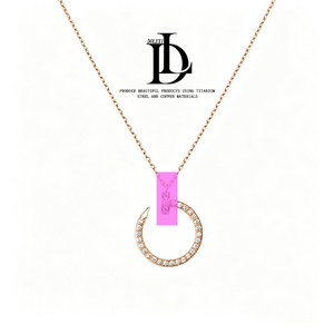 Collana da Donna <span class=keywords><strong>Serie</strong></span> <span class=keywords><strong>LOVE</strong></span> con Catena in Bambù Placcata Oro 18K, Design alla Moda, Stile Sportivo, Collana da Festa per Signore - Product Image 4
