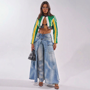 Splendid Apparel – Jean en denim taille haute pour femme, coupe ample asymétrique, longueur intégrale, style bohème écoresponsable, coloré - Product Image 1