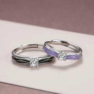 Bague de fiançailles pour femme F1053 Wings Design avec zircone cubique de laboratoire, sertie de pierres rondes, bagues tendance - Product Image 4