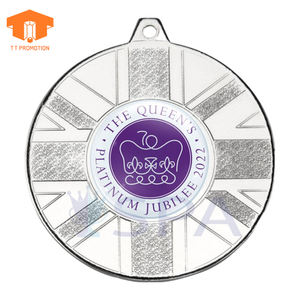 Personalised Queen Jubilee Platinum Jubilee <strong>Union</strong> <strong>Jack</strong> Medal Award With Red White Blue <strong>Ribbon</strong> - Product Image 4