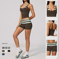 Ensemble de yoga brossé pour femme, hiver, short de yoga taille haute moulant et débardeur de sport dos nu, tenue de fitness amincissante, pour la gym
