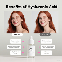 OEM/ODM pelembap hidrasi Serum asam hialuronat Anti Penuaan Label pribadi kustom untuk target wajah kerutan garis halus