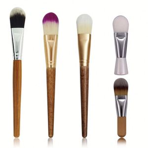 Pinceau applicateur de masque en bois d'hévéa, grand pinceau à manche en bambou pour salon de beauté, brosse à fibres naturelles, un emballage - Product Image 1