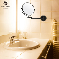Extendable Rotatable Foldable Matt Black Wall Mounted Double-Sided 1X+3X Magnifying Eco-Friendly Durable Brass Stainless Steel