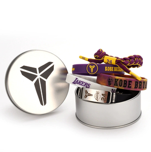 Set da 5 pezzi bracciale con scatola di ferro bracciale in silicone con stella da basket kobe Irving Harden wade bracciale sportivo intrecciato al Curry