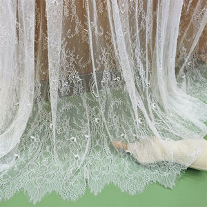 Tessuto in pizzo ciglia per donna, di alta moda, 100% nylon, <span class=keywords><strong>tulle</strong></span> bianco e nero, per abiti da donna e maglietta intima delicata sulla pelle - Product Image 3