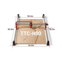 ActionLasers Nouveauté 2025 Machine de gravure CNC TTC-H80, zone de travail 1m*2m, commande NC Studio, moteur unique, pour le travail du bois