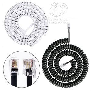 Câble téléphonique plat RG à ressort RJ9 4P4C <span class=keywords><strong>RJ11</strong></span> noir et blanc, gaine en PVC torsadée CAT3, certifié RoHS CE REACH - Product Image 3