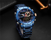 Jam Tangan Pria NAVIFORCE 9163 BEBE Mewah Full Steel Tahan Air Layar Ganda Quartz Analog Kronograf Reloj