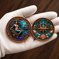 Pièce de monnaie en cuivre fin .999 de 1 once « La Revanche de la Sirène », design 3D en relief de sirène pirate et bateau fantôme, médaille d'art de collection